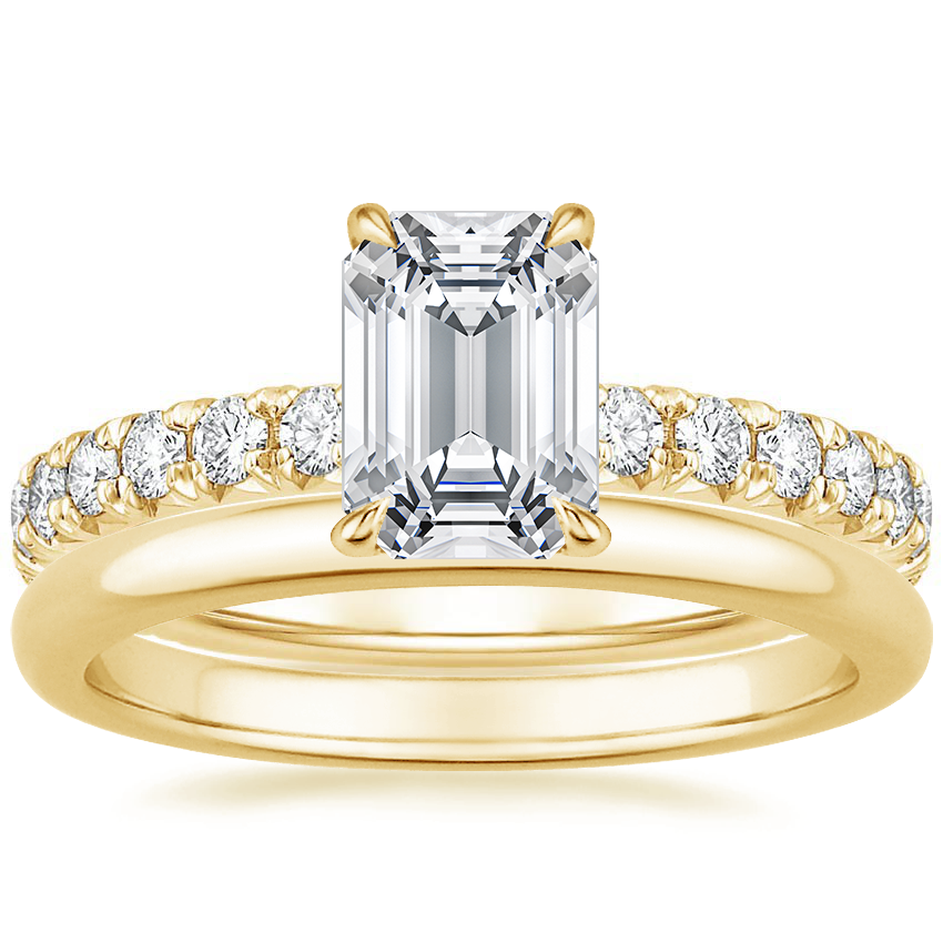 18K Yellow Gold Olympia Diamond Ring with 2mm Comfort Fit Wedding Ring