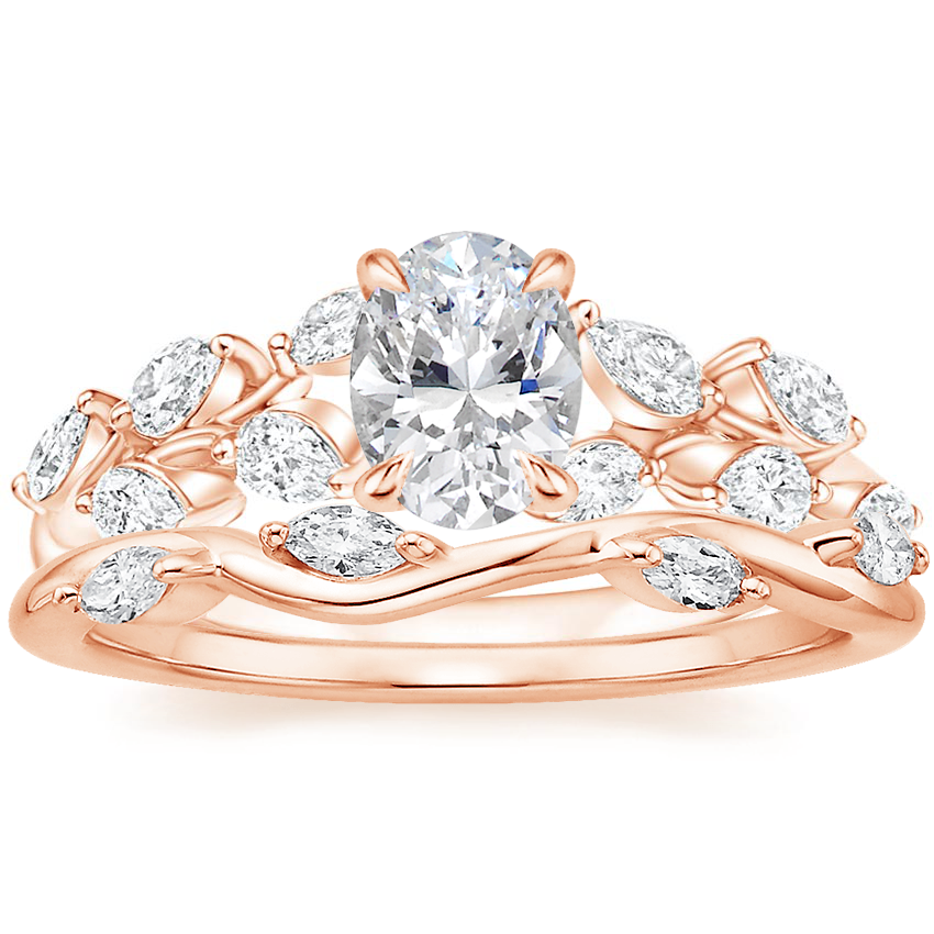 14K Rose Gold Amaranta Diamond Ring (1/2 ct. tw.) with Winding Willow Diamond Ring