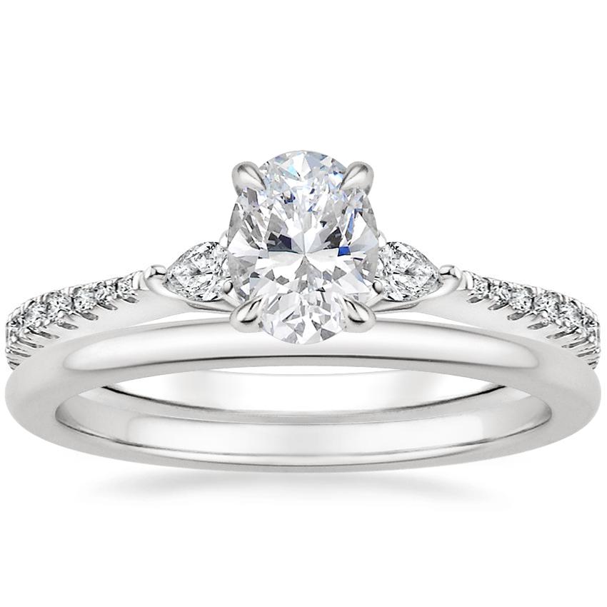 Platinum Luxe Aria Diamond Ring with Petite Comfort Fit Wedding Ring