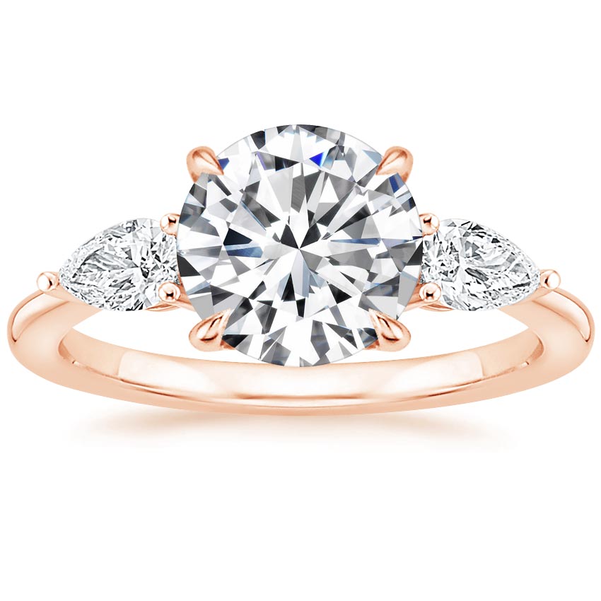 Round 14K Rose Gold Opera Diamond Ring