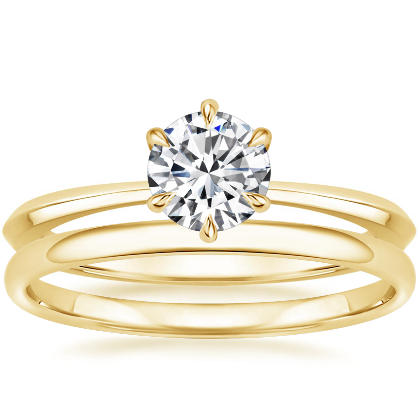 18K Yellow Gold Channing Ring with 1.5mm Slim Profile Wedding Ring