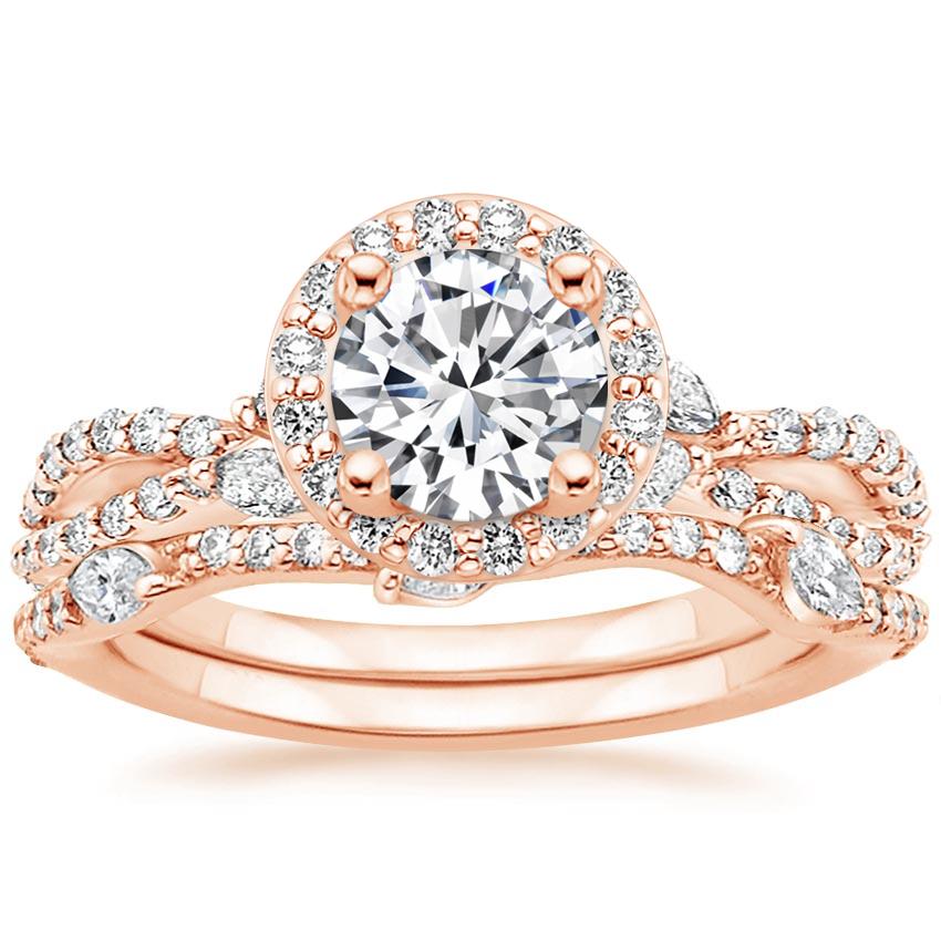 14K Rose Gold Luxe Willow Halo Diamond Bridal Set (5/8 ct. tw ...