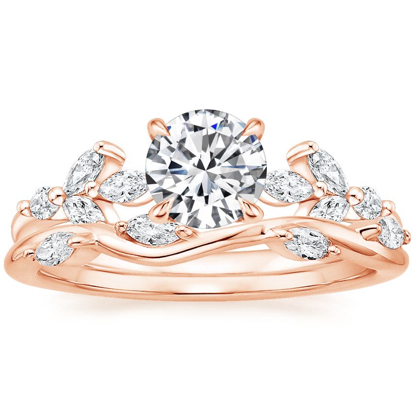 14K Rose Gold Zelie Diamond Ring (1/4 ct. tw.) with Winding Willow Diamond Ring