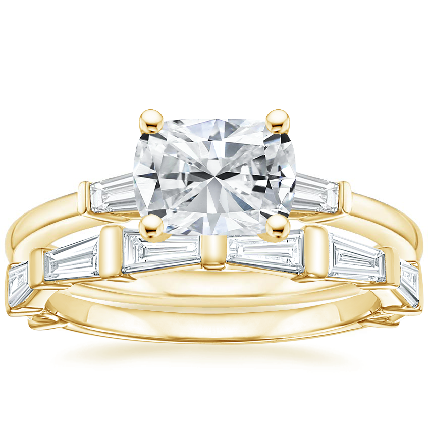 18K Yellow Gold East West Tapered Baguette Diamond Ring with Memoir Baguette Diamond Ring (3/4 ct. tw.)