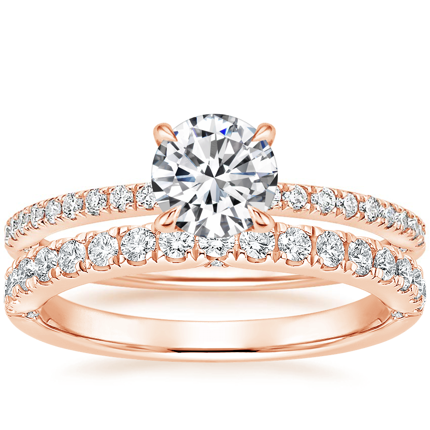 14K Rose Gold Heritage Pavé Diamond Ring with Luxe Heritage Diamond Ring (1/3 ct. tw.)