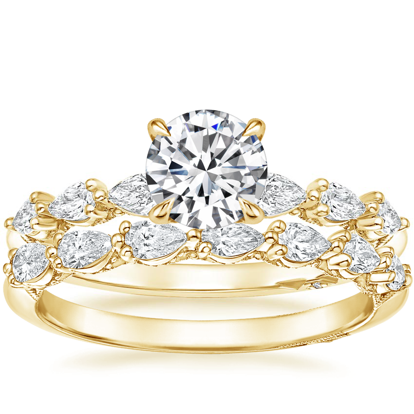 18K Yellow Gold Tacori Sculpted Crescent Pear Diamond Ring with Tacori Sculpted Crescent Pear Diamond Ring (1/3 ct. tw.)