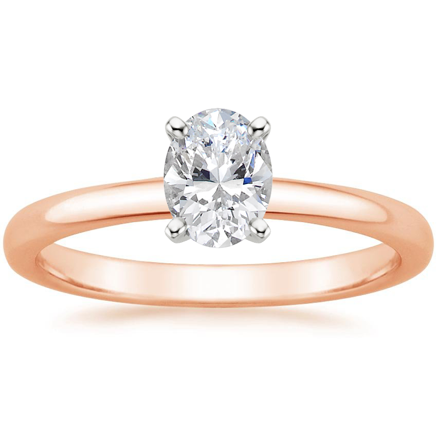 14K Rose Gold Comfort Fit 2mm Solitaire Ring, large top view
