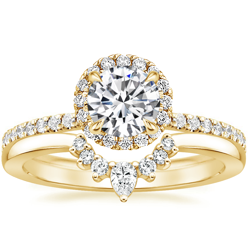 18K Yellow Gold Waverly Diamond Ring (1/2 ct. tw.) with Lunette Diamond Ring