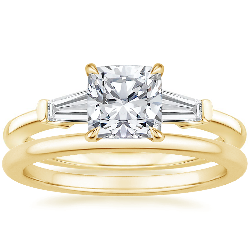 18K Yellow Gold Symphony Diamond Ring (1/2 ct. tw.) with Petite Comfort Fit Wedding Ring