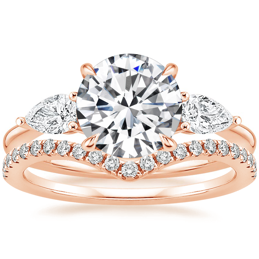 14K Rose Gold Opera Diamond Ring with Flair Diamond Ring (1/6 ct. tw.)