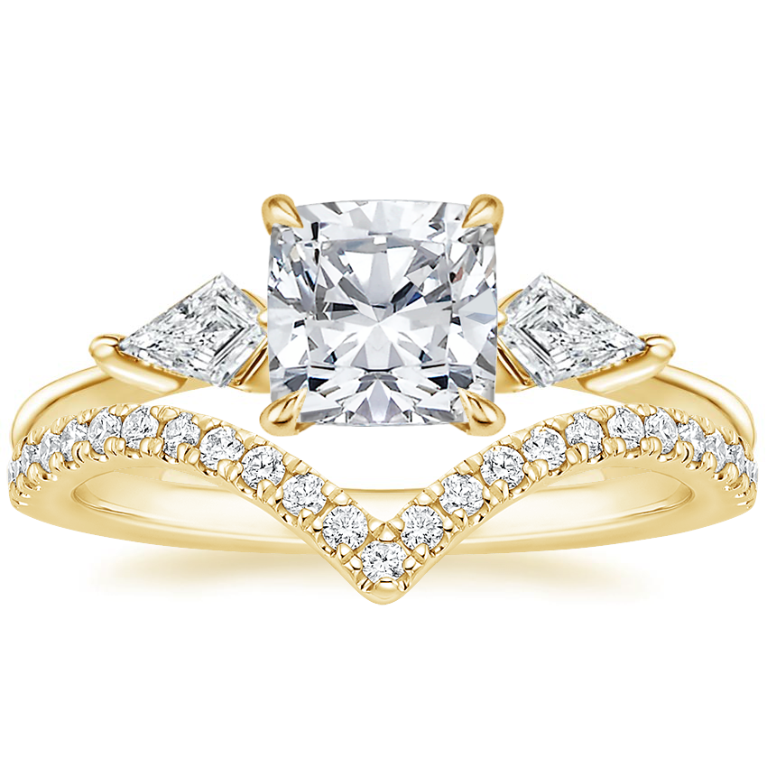 18K Yellow Gold Luxe Cometa Diamond Ring (1/3 ct. tw.) with Elongated Luxe Flair Diamond Ring