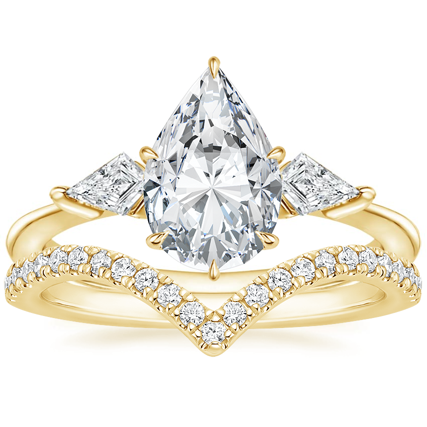 18K Yellow Gold Luxe Cometa Diamond Ring (1/3 ct. tw.) with Elongated Luxe Flair Diamond Ring