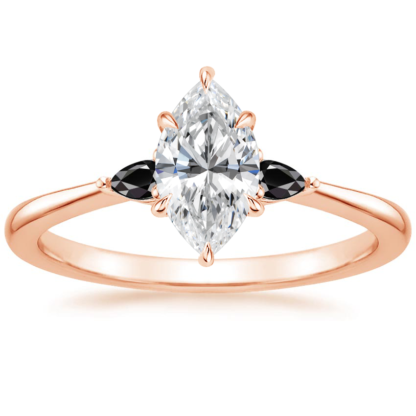 14K Rose Gold Aria Ring with Black Diamond Accents, large top view