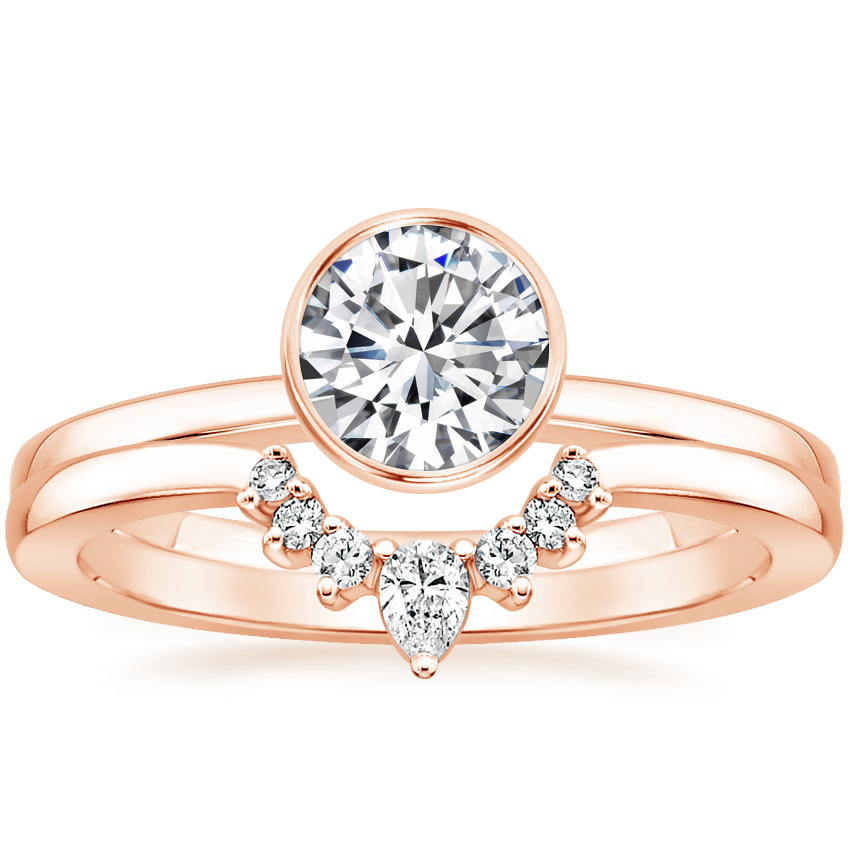 14K Rose Gold Noemi Ring with Lunette Diamond Ring