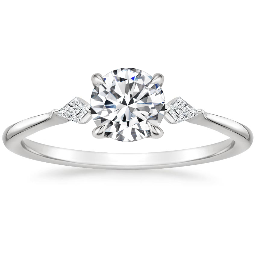 18K White Gold Petite Cometa Three Stone Diamond Ring, large top view