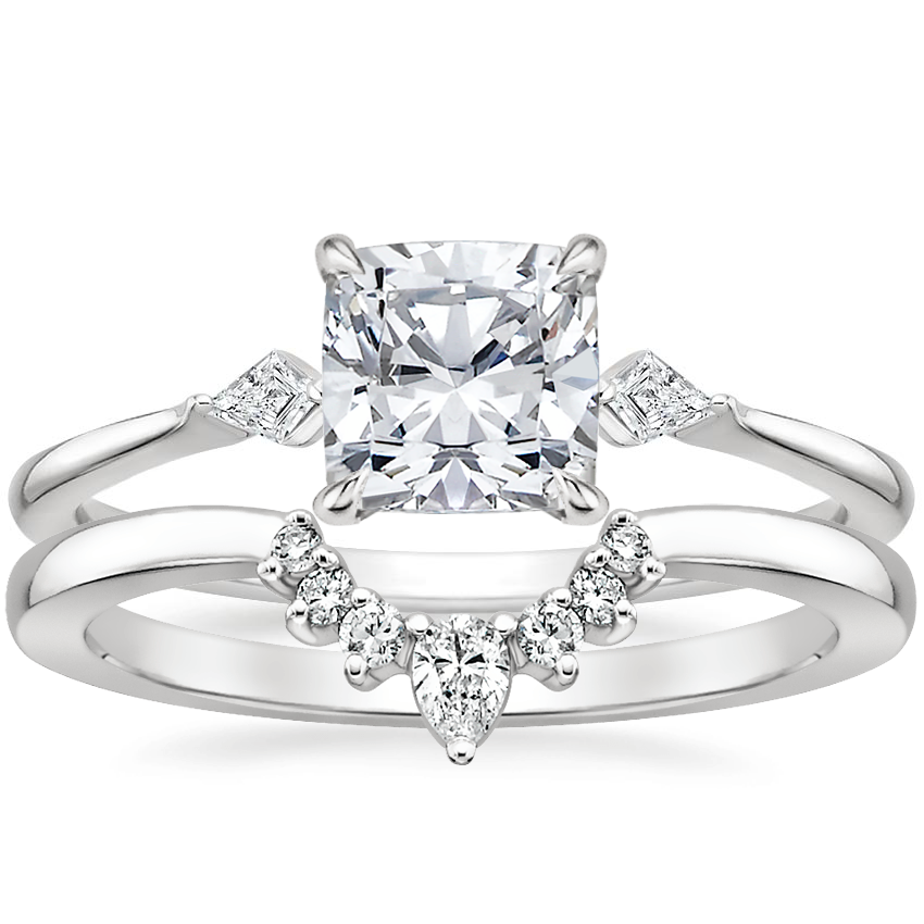 18K White Gold Cometa Diamond Ring with Lunette Diamond Ring