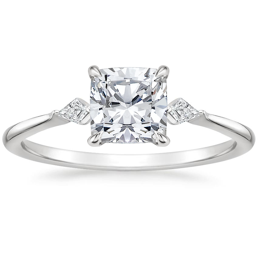 18K White Gold Petite Cometa Three Stone Diamond Ring, large top view
