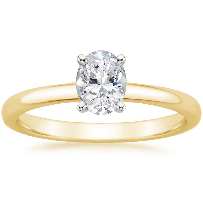 18K Yellow Gold Comfort Fit 2mm Solitaire Ring, large top view