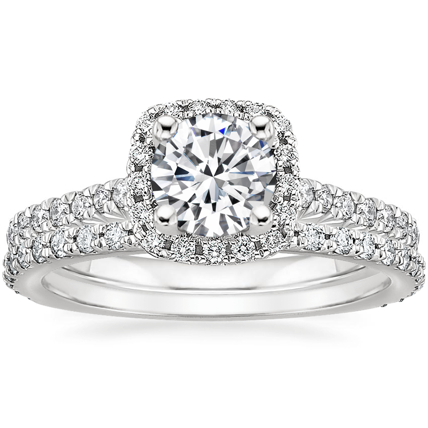 18K White Gold Adorned Odessa Diamond Ring (1/3 ct. tw.) with Luxe Sonora Diamond Ring (1/4 ct. tw.)