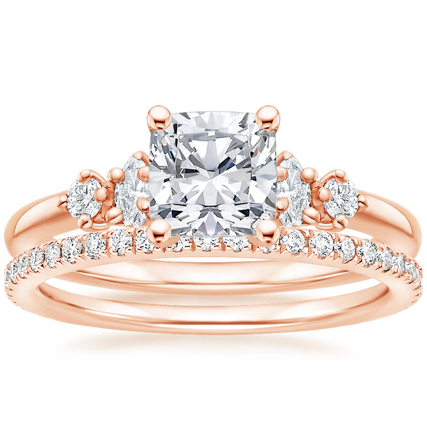 14K Rose Gold Miroir Diamond Ring with Luxe Ballad Diamond Ring (1/4 ct. tw.)