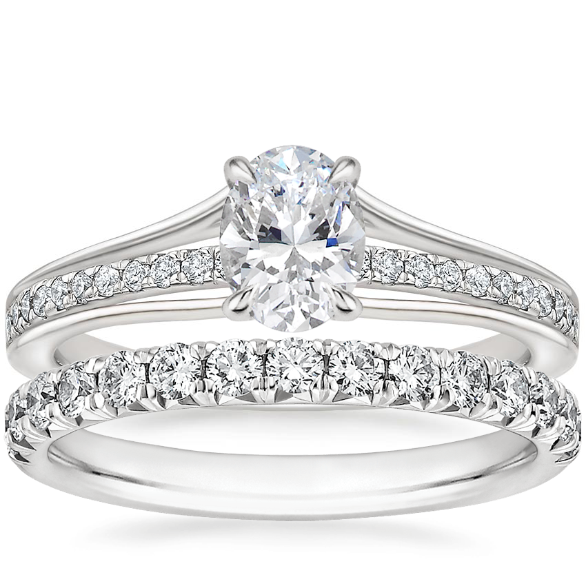 18K White Gold Tressa Split Shank Diamond Ring with Sienna Diamond Ring (1/2 ct. tw.)