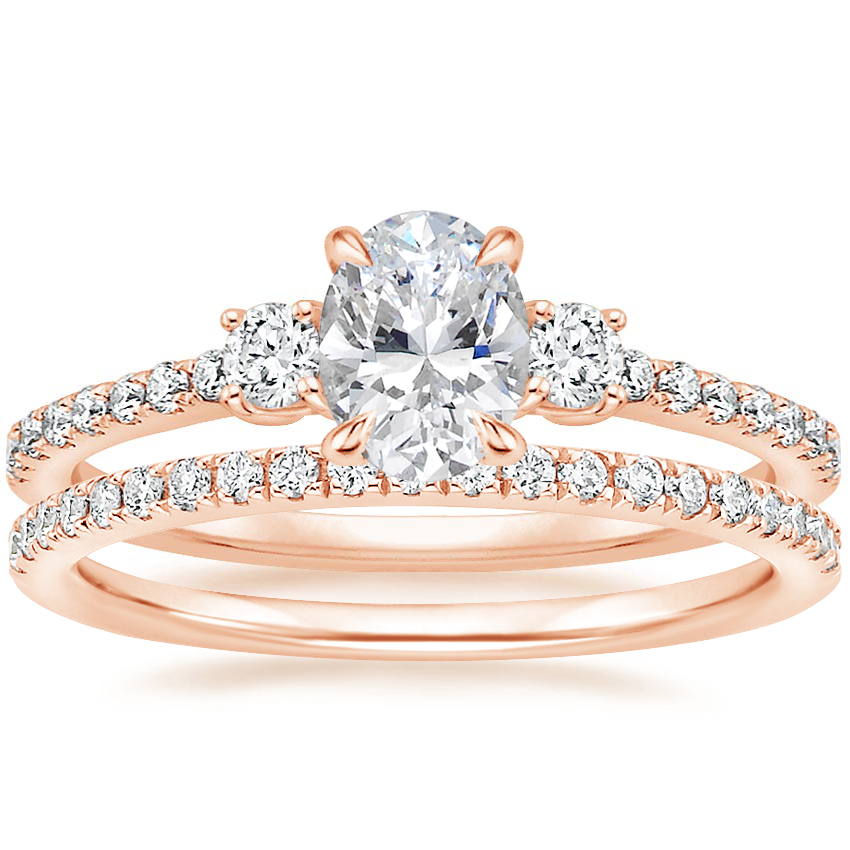 18K White Gold Lyra Diamond Ring (1/4 ct. tw.) with Ballad Diamond Ring ...