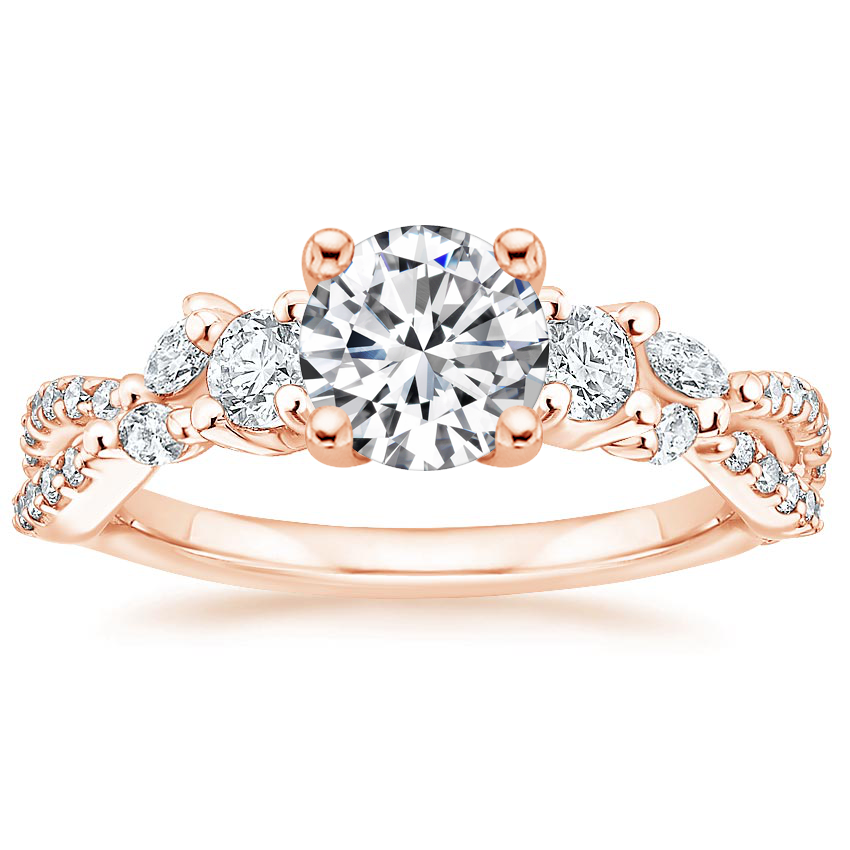 14K Rose Gold Three Stone Luxe Willow Diamond Ring (1/2 ct. tw.), large top view