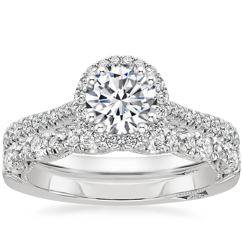 Bloom Gold and Pave Diamond Ring in 18k White Gold