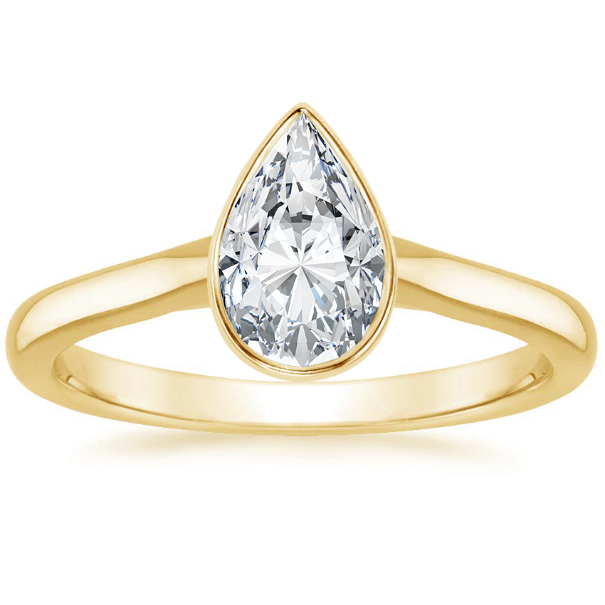 18K Yellow Gold Luna 2mm Bezel Ring, large top view