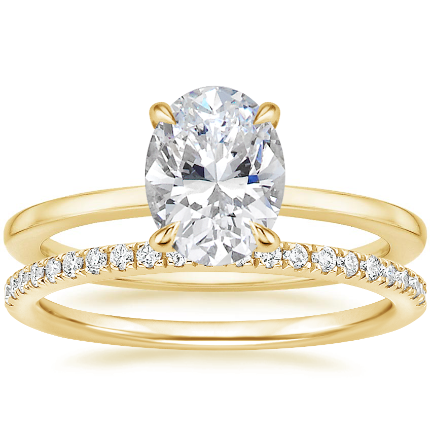18K Yellow Gold Lumiere Diamond Ring with Ballad Diamond Ring (1/6 ct. tw.)