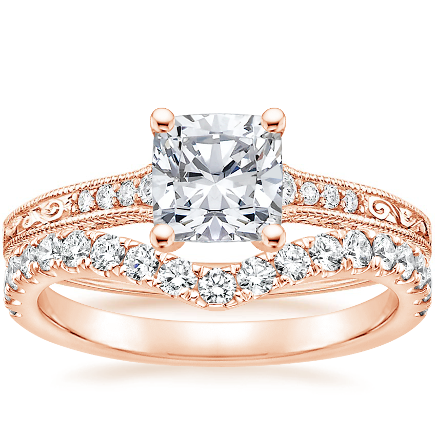 14K Rose Gold Luxe Hudson Diamond Ring (1/10 ct. tw.) with Luxe Flair Diamond Ring (1/3 ct. tw.)