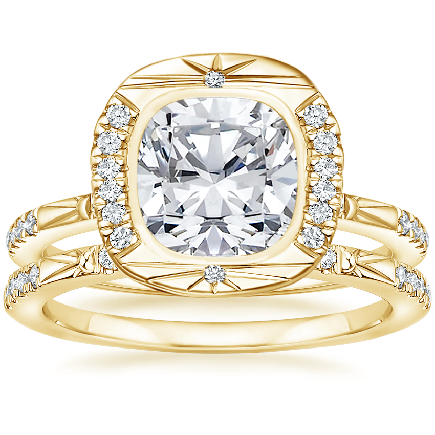 18K Yellow Gold Cinta Art Deco Diamond Ring with Cinta Art Deco Diamond Ring