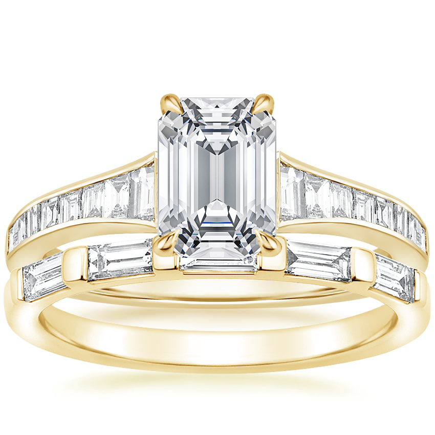 18K Yellow Gold Amalfi Diamond Ring with Lane Diamond Ring (1/3 ct. tw.)