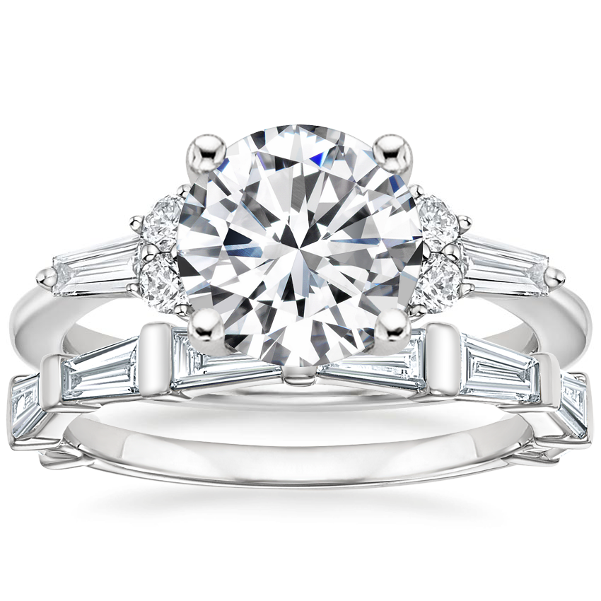 Platinum Yvonne Diamond Ring with Memoir Baguette Diamond Ring (3/4 ct. tw.)