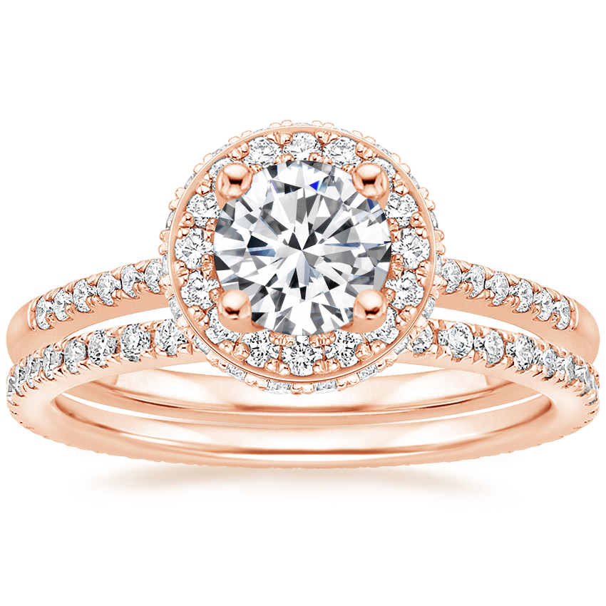 14K Rose Gold Audra Diamond Ring with Ballad Eternity Diamond Ring (1/3 ct. tw.)
