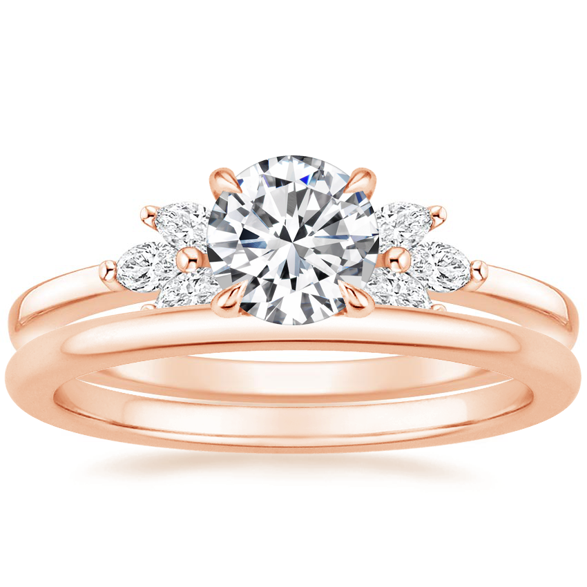 14K Rose Gold Stella Diamond Ring with Petite Comfort Fit Wedding Ring