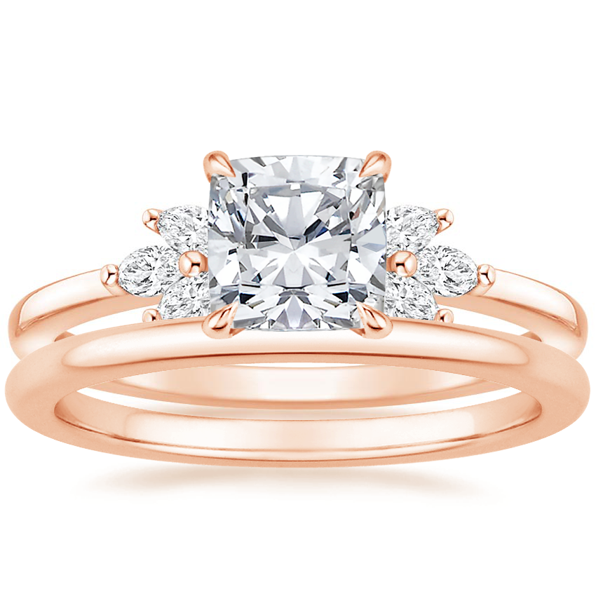 14K Rose Gold Stella Diamond Ring with Petite Comfort Fit Wedding Ring