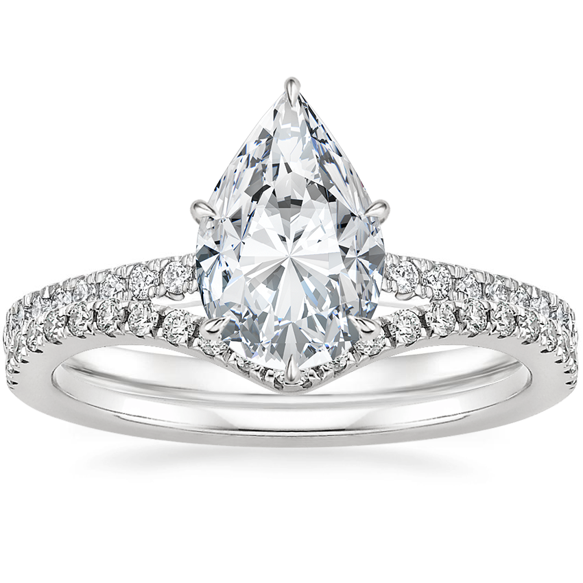 18K White Gold Petite Demi Diamond Ring (1/5 ct. tw.) with Flair Diamond Ring (1/6 ct. tw.)