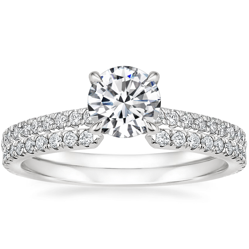 18K White Gold Petite Demi Diamond Ring (1/5 ct. tw.) with Luxe Sia Diamond Ring (1/5 ct. tw.)