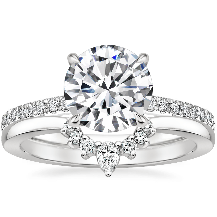 Platinum Petite Demi Diamond Ring (1/5 ct. tw.) with Lunette Diamond Ring