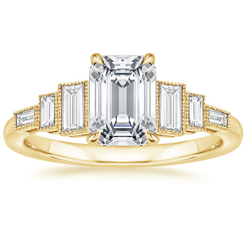 Emerald 18K Yellow Gold Adele Diamond Ring