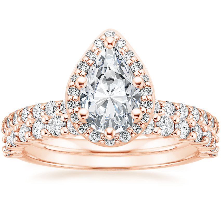 14K Rose Gold Shared Prong Halo Diamond Ring with Shared Prong Diamond Ring (1/2 ct. tw.)