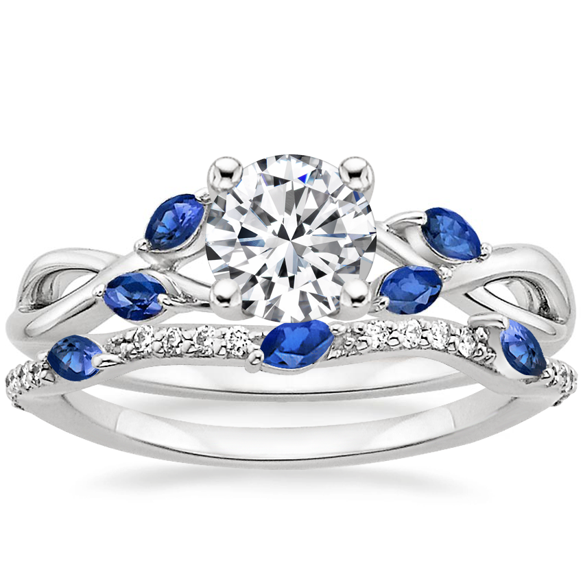 18K White Gold Willow Ring With Sapphire Accents with Luxe Willow ...