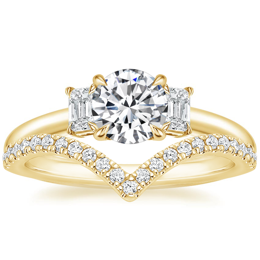 18K Yellow Gold Rhiannon Diamond Ring (1/4 ct. tw.) with Elongated Luxe Flair Diamond Ring