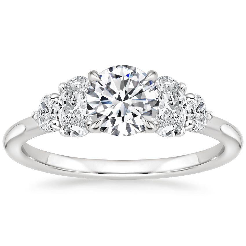 18K White Gold Oval Five Stone Diamond Ring (1 ct. tw.), large top view