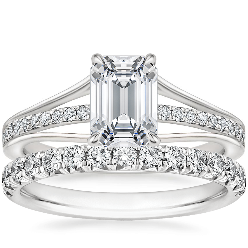 18K White Gold Tressa Split Shank Diamond Ring with Sienna Diamond Ring (1/2 ct. tw.)