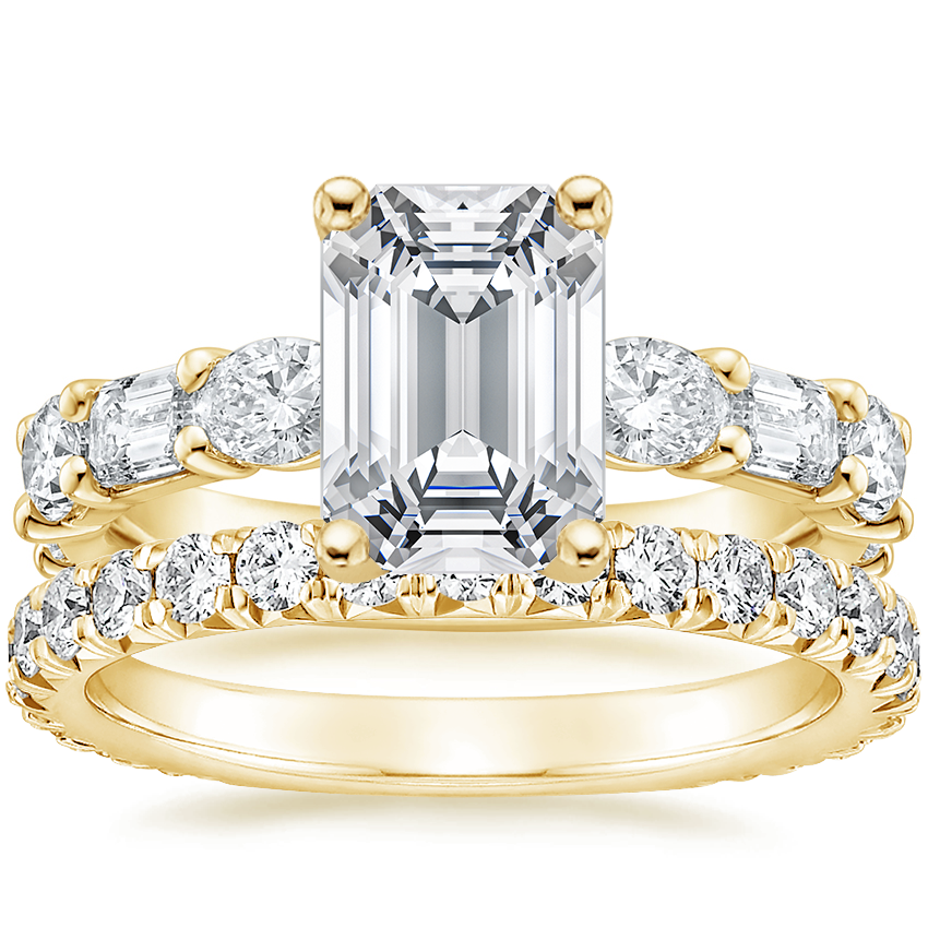 18K Yellow Gold Giselle Diamond Ring (1 1/2 ct. tw.) with Luxe Sienna Diamond Ring (5/8 ct. tw.)