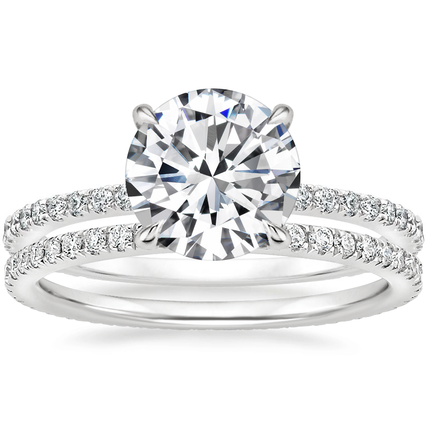 18K White Gold Demi Diamond Ring (1/3 ct. tw.) with Ballad Eternity Diamond Ring (1/3 ct. tw.)