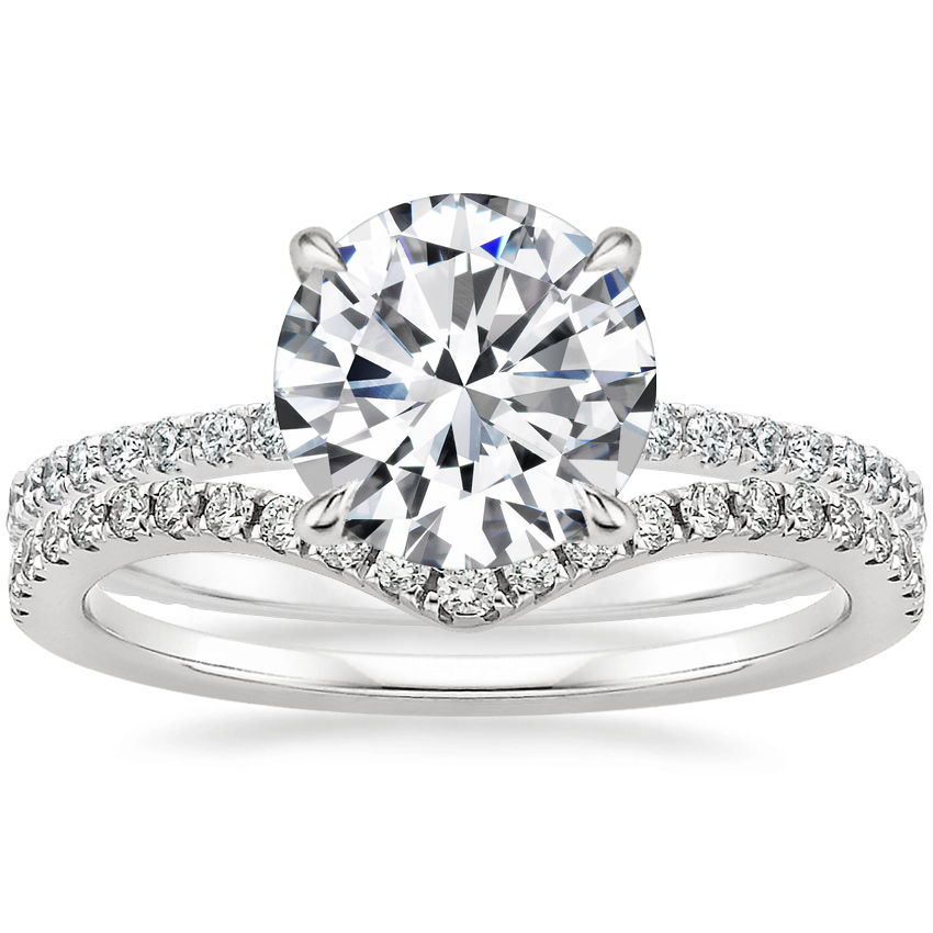 18K White Gold Demi Diamond Ring with Sapphire Accents (1/4 ct. tw.) with Flair Diamond Ring (1/6 ct. tw.)