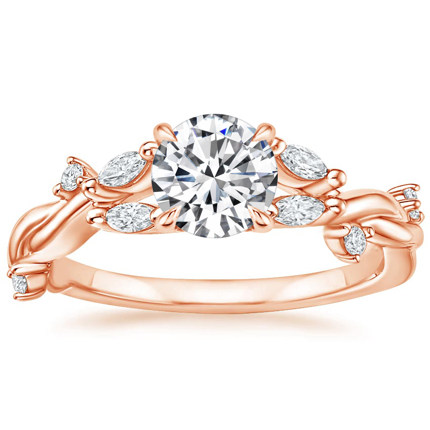 14K Rose Gold Azalea Twist Diamond Ring, large top view